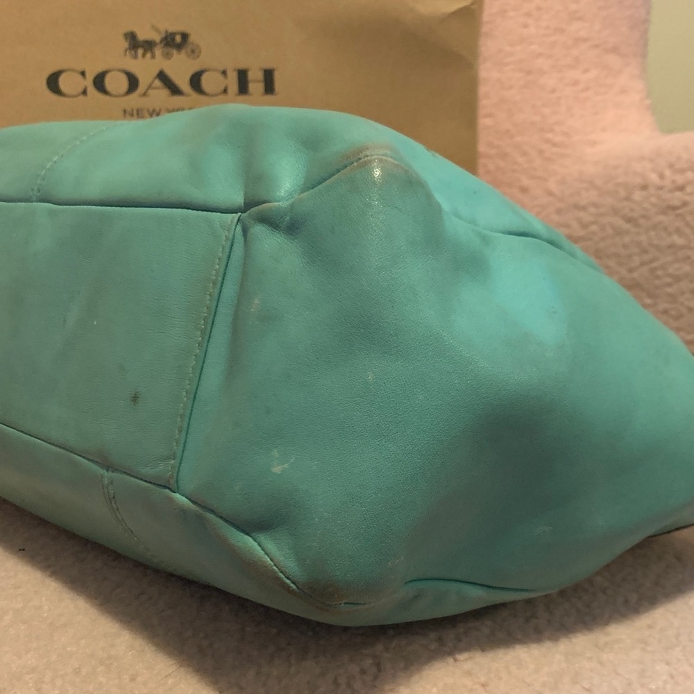 Coach Mint Green Leather Tote Shoulder Bag - Picture 7 of 16